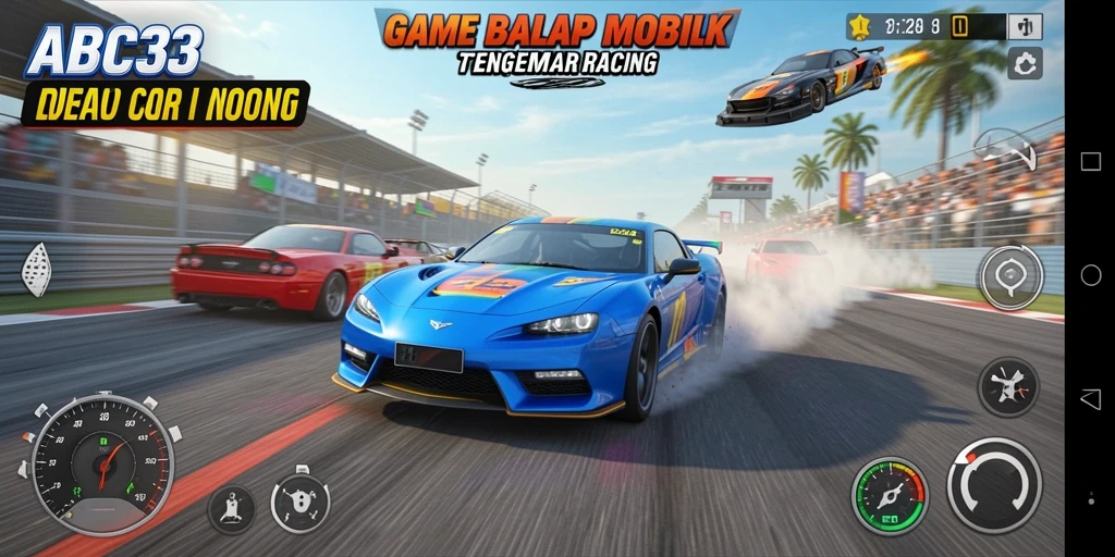 Screenshot ABC33 menampilkan momen balapan intens dengan grafis memukau.