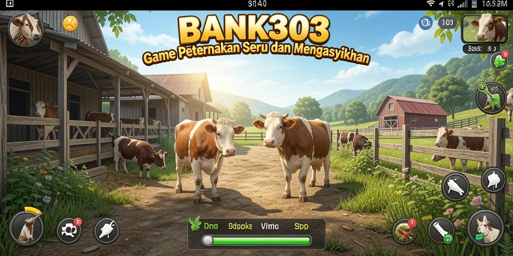 Tampilan gameplay BANK303 yang menampilkan aktivitas bertani yang seru.