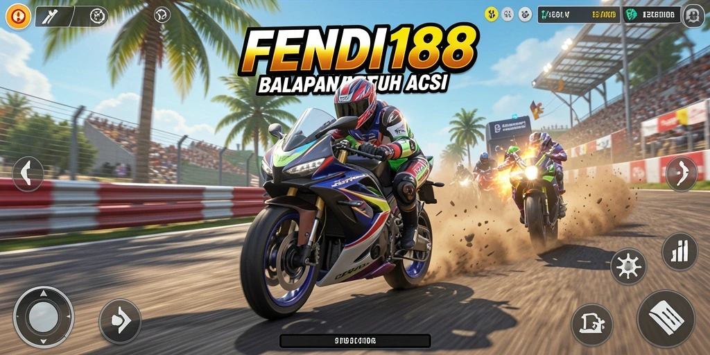 Tampilan gameplay FENDI188 yang penuh aksi di lintasan balapan.