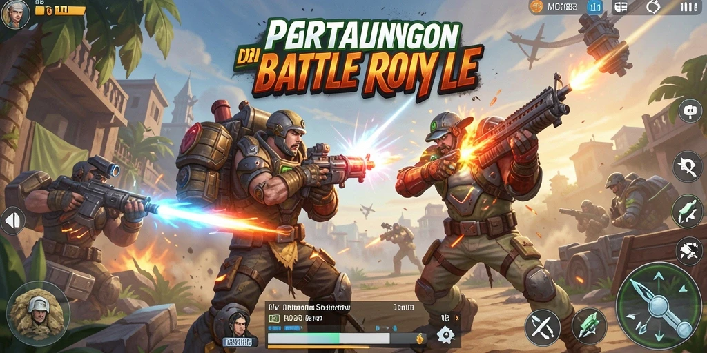 Tampilan gameplay MDG188 yang intens dan penuh aksi Battle Royale.