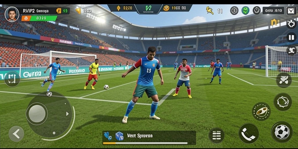 Skrinsut gameplay RVIP2 menunjukkan aksi seru dalam permainan olahraga.