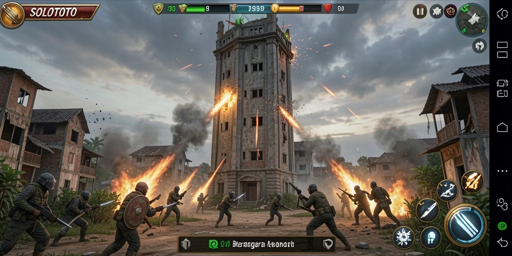 Gameplay SOLOTOTO dengan strategi menara yang mendebarkan.