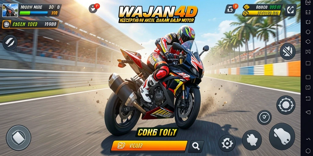 Tampilan gameplay WAJAN4D yang mengasyikkan dalam balapan motor.