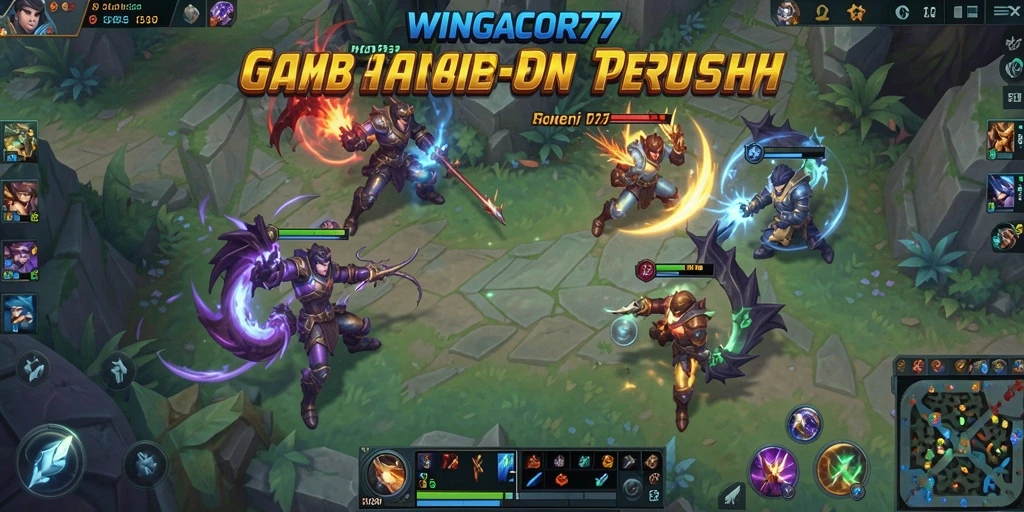 Screenshot gameplay <strong>WINGACOR77</strong> dengan aksi pertarungan seru antar tim.